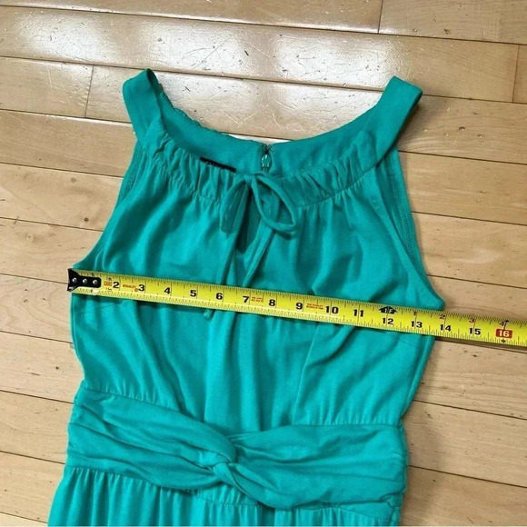 Talbots Sleeveless Aqua Color Soft Knit Maxi Dress Petites Size P Tiered Flowy - Picture 4 of 8